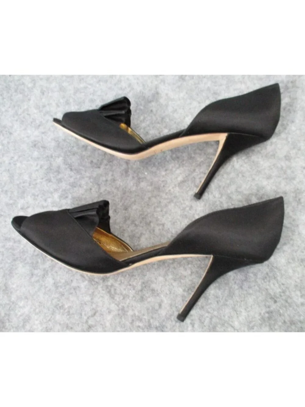 Kate Spade New York Womens Heels Size 10B Black Satin Chrisette Peep Toe